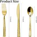 150PCS Gold Plastic Silverware, Heavy Duty Plastic Cutlery Set, Disposable Utensils - 50 Forks, 50 Spoons and 50 Knifes for Party, Wedding and Events