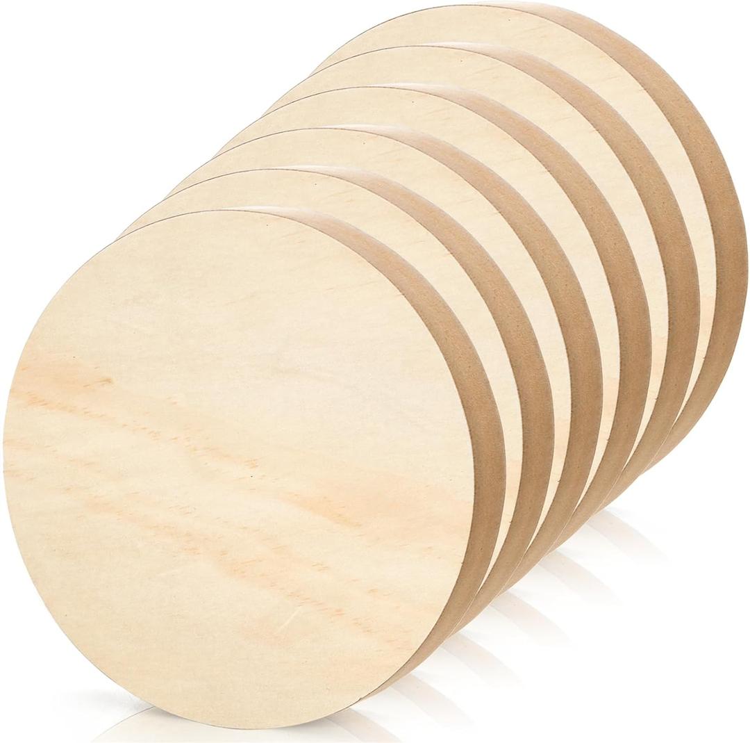 DEAYOU 6 Pack MDF Circle, 6" Round Unfinished Wood Board for Crafts, 1" Thick Wood Block for Centerpiece, DIY