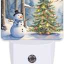 Christmas Tree With Snowman Night Light for Kids, Winter Holiday Snowman Night Light Plug in with Dusk to Dawn Sensor, 0.5w Energy Saving Nightlight for Boys Girls Hallway Stairway Kitchen Bedroom
