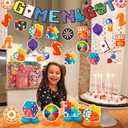 Family Game Night Party Decorations Game on Birthday Party Decor Supplies Includes Happy Birthday Banner Hanging Swirls Honeycomb Centerpiece for Kids Adult Video Chess Card Game Party Supplies Decor