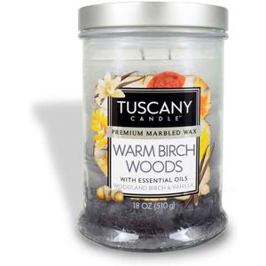 Tuscany Candle Warm Birch Woods Premium Marbled Wax Candle 2- Wick 18oz.