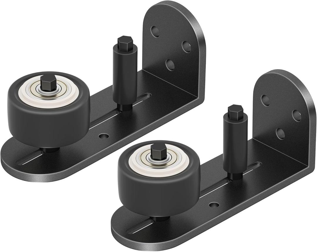 2PCS Sliding Barn Door Floor Guide, Quiet Bearing, Barn Door Adjustable Rubber Rollers, Barn Door Floor Track, Flush Bottom, Round Edge Design, 4.49" L*1.57" W*1.97" H