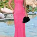 PRETTYGARDEN Womens Summer Dresses Spaghetti Strap Floral Maxi Dress Sleeveless Long Bodycon Dresses Wedding Guest Dress (XL)