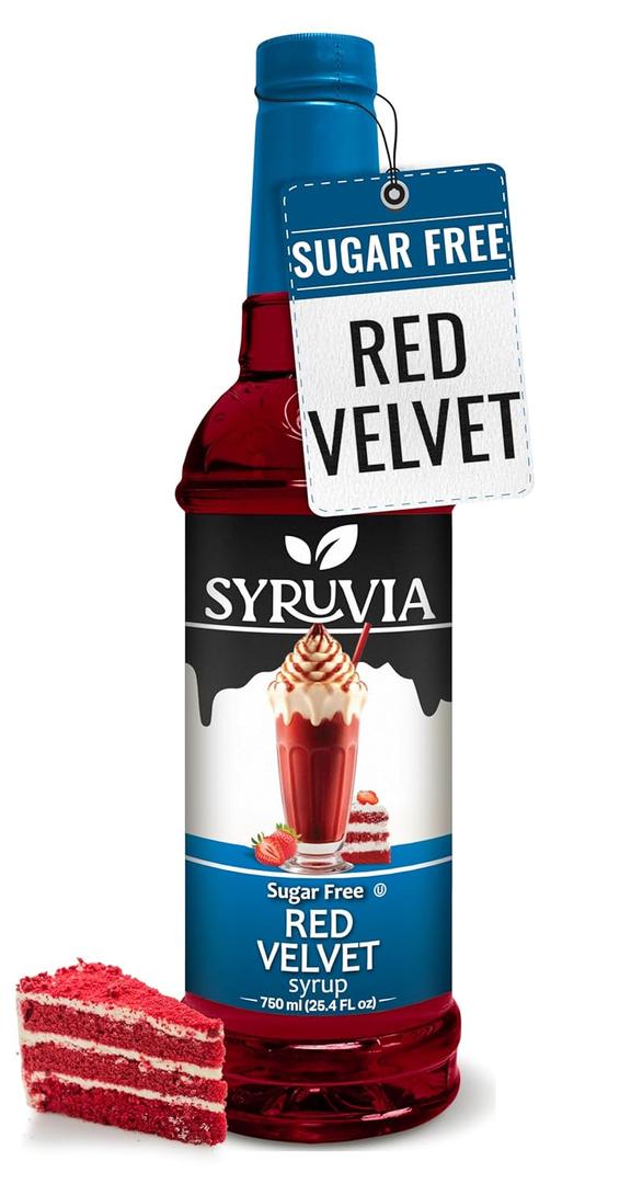 Syruvia Sugar Free Coffee Syrup, Red Velvet Flavored Syrup for Drinks, Lattes, and Desserts  25.4 fl oz