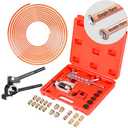 JINGTAO88 3/16" Brake Line Kit - 25 FT Copper Coated Brake Line (With 16 Brake Line Fittings and 4 Threads Unions) + Double & Single Flaring Tool Kit (With Tube Cutter And 5 Adapters) + Tube Bender