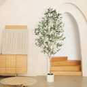 LYERSE Faux Olive Tree 7ft with Sturdy White Planter