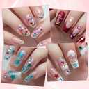 6 Boxes/72Gird 6000pcs Colorful Nail Art Rhinestones Charms, 3D Multi Shape Flatback Nail Jewels, Mini Nail Gem for Nails Art Design Heart Star Flower Nail Diamonds, Women Manicure Crafts DIY