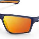 KastKing Osage Polarized Sport Sunglasses for Men and Women, Ideal for Driving Fishing Cycling Running, UV Protection (Frame: Blue /Lens: Copper - Orange Mirror)