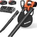 MAXLANDER Cordless Leaf Blower & Vacuum with Bag, 3-in-1 Brushless Battery Powered Leaf Vacuum Mulcher 40V 170MPH 360CFM 5 Speeds Leaf Blowers for Lawn Care 2x4.0Ah Battery & Charger Included