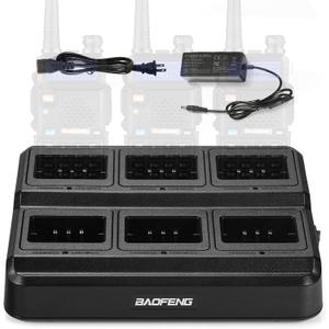 BAOFENG UV-5R Six Way Charger Multi Unit Charger Station for BF-F8HP UV-5R+ UV-5RE UV-5RTP UV-5X3 Walkie Talkie and Battery, 1Pack