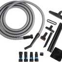 Cen-Tec Systems 95270 16 Ft. Home and Shop Vacuum Hose with Expanded Multi-Brand Power Tool Dust Collection Adapter Set and Full Attachment Kit, Black