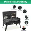 Portable Charcoal Grill, Outdoor Tabletop Charcoal Grill with Lid, Folding Barbecue Grill Small BBQ Grill, Camping Barbecue Grill for Garden Backyard Party Picnic Outdoor Cooking