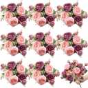 8 Bundles Artificial Peonies Flowers Boho Faux Flowers Arrangements Artificial Centerpiece Spring Bouquet Floral Wedding Decoration for Vase(Pink, Dark Pink)