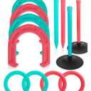 Giant Horseshoe Game Set for Adults and Family – 10" Oversized Lawn Toss Game with Jumbo Horseshoes, Rings, Stakes & Stands – Large Outdoor Yard Game for Backyard, Beach, Camping, Party Fun