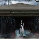 Halloween Garage Door Banner Decoration Magnetic Ghost Girl Garage Door Covers Large Scary Backdrop Decorations for Halloween Indoor/outdoor Party Decor(7 x 16 ft)