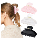 Canitor Claw Clips for Women Acrylic Marble Non-slip Emi Hair Clips for Thick Thin Hair Strong Hold Durable Banana Barrettes Cute Hair Accessories Black/Pink/White