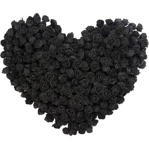 INSUNSIXMini Foam Rose Heads 500PCS Black Artificial Flower Foam Fake Flower Bulk for DIY Crafts Wedding Bouquets Baby Shower Centerpieces Floral Arrangements Party Tables Home Decorations(Black)