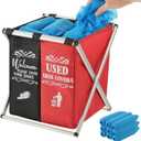 Foldable Shoe Cover Box Dispenser with 100PCS Shoe Covers, Shoe Covers Box with Double Compartment Fabric Storage Bin Holder for Indoors Open House Supplies, House Indoor Guest Supplies