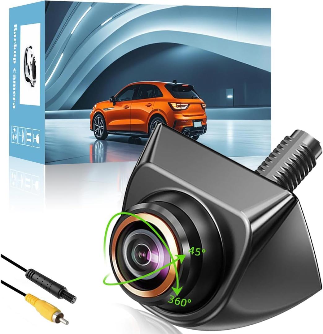 1080P AHD Backup Camera with 170 Wide Angle, 360 Rotatable, Night Vision, IP69K Waterproof - Front/Rear/Side View Reverse Camera for Trucks, Cars, SUVs (1080P)