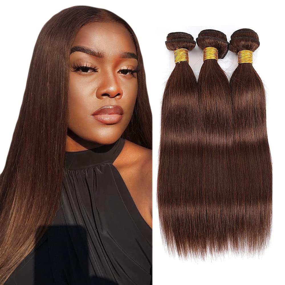 Color 4 Bundles Human Hair Brown Straight Bundles Human Hair 14 16 18 Inch NerriHou Unprocessed Brazilian Virgin Hair Chocolate Straight Bundle Human Hair Extensions 3 Bundle 50 Gram Per Bundle
