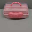 SAFIGLE Portable Pink Princess Jewelry Box for Girls Three Layers Hair Accessory Organizer with Ample Storage for Hair Clips and Bows Home School and Travel