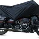 X AUTOHAUX Motorcycle Cover Lightweight Half Cover Outdoor Waterproof Rain Dust Protector Black L Fits Most Sport Adventure Touring Cruiser Dress Touring