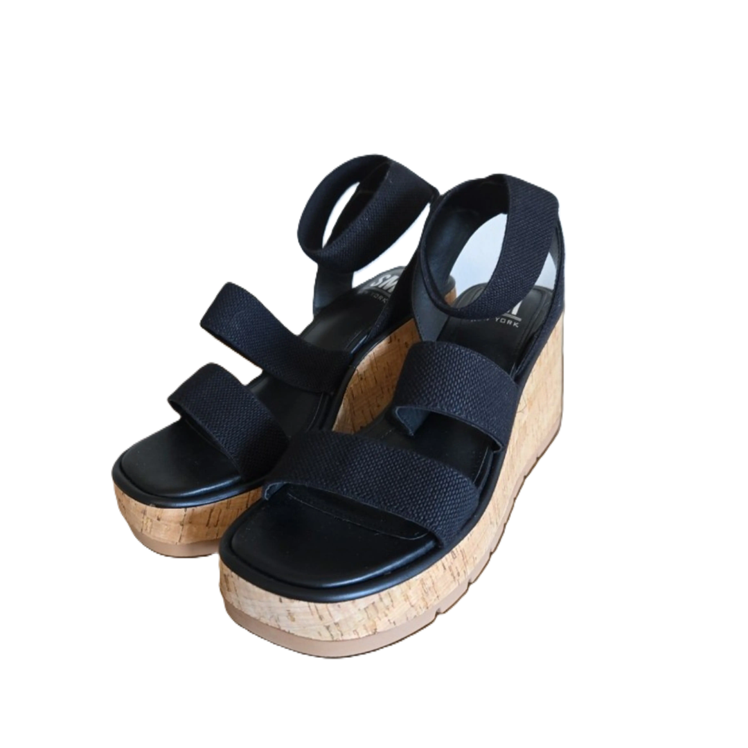 SM New York Wedge Heel Sandals Black 9.5