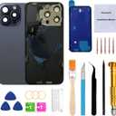 Rear Back Glass Replacement for iPhone 15 Pro Max 6.7-inches with Reparing Tool Kit and All Necessary Parts (Blue Titanium)