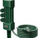 K KASONIC Outdoor Power Stake, Kasonic 6-Outlet 9 ft Extension Cord Power Strip, Double Sided with Weatherproof Safety Flip Covers, ETL Certified Multi-Outlets (Outdoor) (Green)