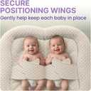 Twins Baby Play Mats for Floor Activity Gym - 5-in-1 Support Cushion Baby Play Mat Tummy Time Mat for Supervised Bonding with Arch, Plush Toys, Flashcards & Developmental Book - Grey