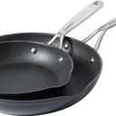 Babish 2 Piece 8 and 10 Inch Fry Pan Hard Anodized Laser Titanium Forever Non Stick Technology Durable Frying Pans Set - Black