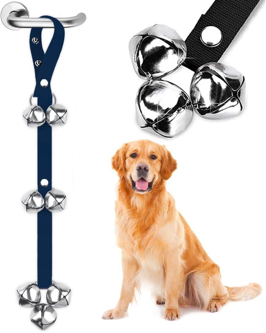 BLUETREE Dog Doorbells Premium Quality Training Potty Great Dog Bells Adjustable Door Bell Dog Bells for Potty Training Your Puppy The Easy Way - 7 Extra Large Loud 1.4 DoorBells, Navy
