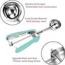 Ice Cream Scoop, 18/8 Stainless Steel Cookie Scoop, Cookie Scoops for Baking, 1.5 Tbsp/ 23ml/ 0.7 oz Cookie Dough Scoop, Ice Cream Scooper with Trigger Release, Cookie Scooper for Baking (Mint Green)