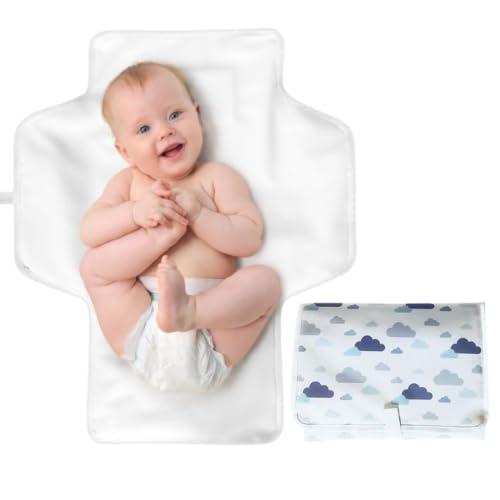 Portable Changing Pad for Baby - Waterproof Travel Diaper Changing Mat with Built-in Pillow - Foldable & Wipeable Hygiene Station for Newborns - Essential Baby Registry Gift