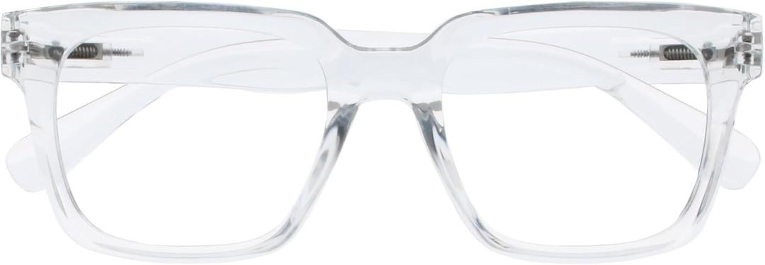 OPULIZE ERA Blue Light Blocking Reading Glasses for Women Men, Oversized Frame with UV400 Protection and Anti-Reflective, Anti-Glare Computer Glasses, Clear +0.00 (Pack of 1)