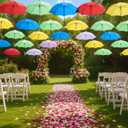 Eccliy 20 Pcs Decorative Street Umbrella for Hanging 35.5 Inch Macaron Color Stick Umbrellas for Outdoor Wedding Birthday Party Decor Photo Booth Prop Garden Street Commercial Decoration (Rainbow)