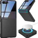 Goton Magnetic for Z Flip 7 Case [Hinge Protection][Screen Protector][Compatible with MagSafe] Anti-Scratches Shockproof Hard PC Anti-Slip Texture Phone Cover for Samsung Galaxy Z Flip 7 Black