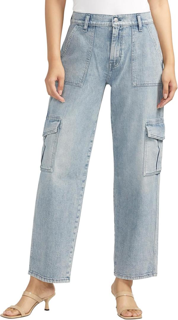 Silver Jeans Co. Women's Utility Cargo Jeans (31W x 28L, Indigo)