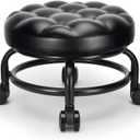 Low Height Rolling Stool Roller Stool PU Leather Comfortable Seat 360Swivel Rotating, Modern Rolling Chair for Home Office Garage Shop, 10 inches x 13 inches x 13 inches