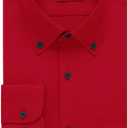 FAHIZO Men's Dress Shirt Regular Fit Soild Casual Business Formal Long Sleeve Button Down Shirts with Pocket (XX-Large, Bright Red)