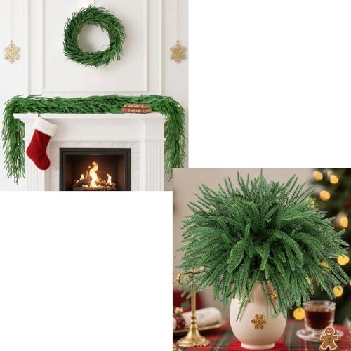 2 PCS Norfolk Pine Garlands + 12 PCS Norfolk Pine Branches