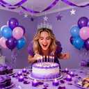 COCIDE Purple Birthday Queen Sash for Women Happy Birthday Crowns Princess Tiaras Sashes for Girl Crystal Party Decorations Rhinestone Headband Supplies Decor
