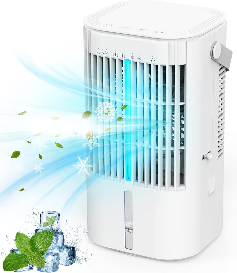 Portable Air Conditioners Fan, Air Cooler Evaporative 180Auto Rotation, 3 Wind Speed, 2-4H Timer, Mini Cooling Fan for Room Home Bedroom Office