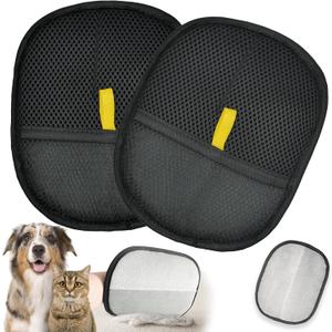 EKoo 2 Pcs Pet Hair Remover Glove-Reusable Pet Grooming Glove Electrostatic Pet Hair Removal Gloves for Removing Cat & Dog Hair from Furniture, Car Seats, Bedding, Carpets, and Clothes