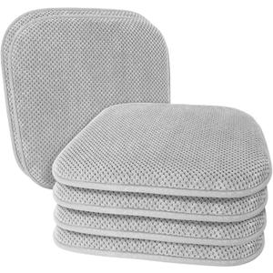 Silver Grey Chairs Cushions for Dining Chairs 6 Pack Non Slip Foam Kitchen Seat Cushions Washable Soft Thick Patio Pads Large Wooden Metal Tapered Chair Cushions,17" x 15"