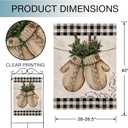 Hzppyz Winter Gloves Home Decorative House Flag Buffalo Plaid Check Farmhouse Garden Yard Outdoor Large Burlap Flag Sign Christmas Outside Decoration Xmas Seasonal Decor Double Sided Black White 28x40