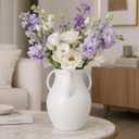 Nordic Minimalist 12 Inch Tall White Ceramic Vase, Modern Flower Vase for Dried Pampas Grass and Fresh Bouquets, Elegant Tabletop Centerpiece for Living Room, Shelf, or Entryway Decor