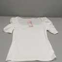 ZESICA Women's Square Neck Puff Sleeve Tops 2026 Summer Ribbed Fitted Casual Work Business Basic T Shirts Medium