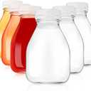 5 Pcs 16oz Glass Milk Bottles with Lids Small Milk Bottles Container with Lid for Refrigerator Storage Reusable Glass Bottles for Homemade Almond Milk Coffee Creamer Parties Breakfast Wedding Picnic