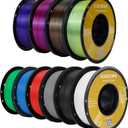 Kingroon PLA 3D Printer Filament,10 Rolls, 10kg Spool(22lbs),Single and Triple Color1.75 mm,4 Triple Color Silk PLA+6 PLA (10*1kg(black+white+red+green+blue+red Green Blue+red Yellow Blue +Green Purple Copper+black Purple Blue)
